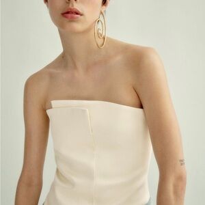 Zara Ivory Strapless Tank Top Stain Wrap Around Zipper